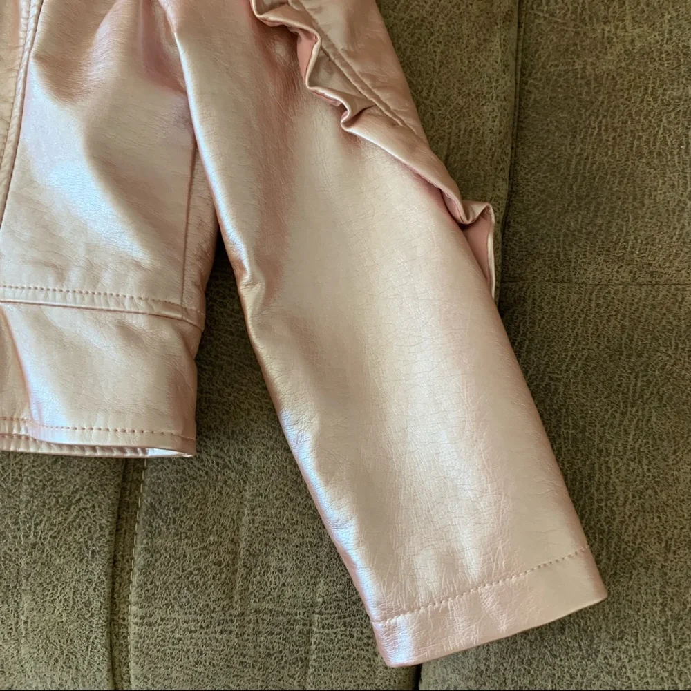 NWOT Art Class Pink Shiny Girls Ruffle Jacket XS